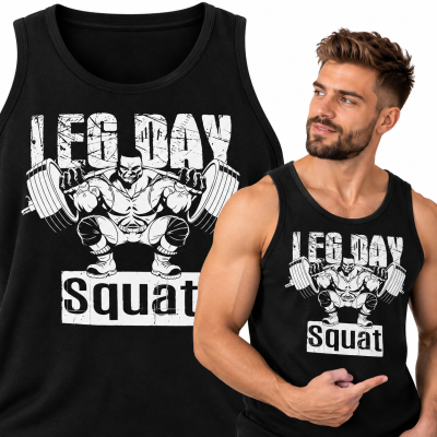TANK TOP NA SIŁOWNIĘ  LEG DAY CZARNY